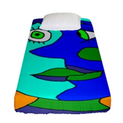 Visual Face Blue Orange Green Mask Fitted Sheet (single Size) by Mariart