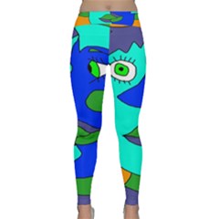 Visual Face Blue Orange Green Mask Classic Yoga Leggings by Mariart