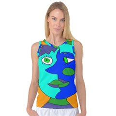 Visual Face Blue Orange Green Mask Women s Basketball Tank Top by Mariart