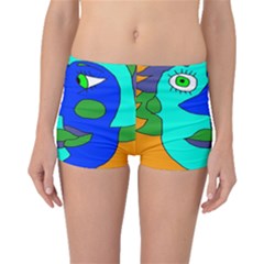 Visual Face Blue Orange Green Mask Boyleg Bikini Bottoms by Mariart