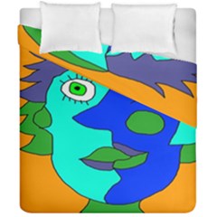 Visual Face Blue Orange Green Mask Duvet Cover Double Side (california King Size) by Mariart