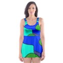 Visual Face Blue Orange Green Mask Skater Dress Swimsuit View1