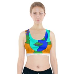 Visual Face Blue Orange Green Mask Sports Bra With Pocket