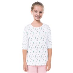 White Triangle Wave Waves Chevron Polka Circle Kids  Quarter Sleeve Raglan Tee