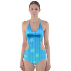 Star Blue Sky Space Line Vertical Light Cut-out One Piece Swimsuit by Mariart