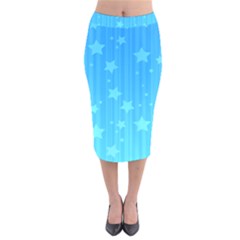 Star Blue Sky Space Line Vertical Light Velvet Midi Pencil Skirt by Mariart