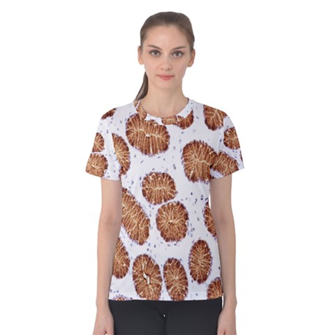 Formalin Paraffin Human Stomach Stained Bacteria Brown Women s Cotton Tee by Mariart