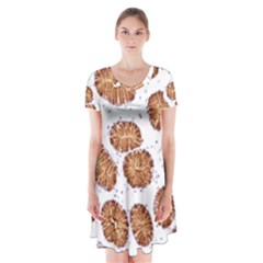 Formalin Paraffin Human Stomach Stained Bacteria Brown Short Sleeve V-neck Flare Dress by Mariart