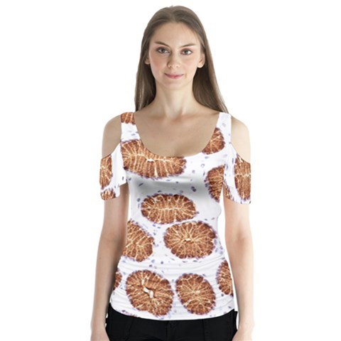 Formalin Paraffin Human Stomach Stained Bacteria Brown Butterfly Sleeve Cutout Tee  by Mariart