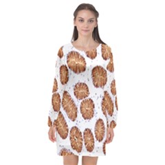 Formalin Paraffin Human Stomach Stained Bacteria Brown Long Sleeve Chiffon Shift Dress  by Mariart