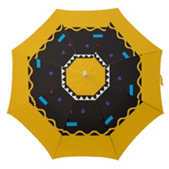 Bright Polka Wave Chevron Yellow Black Straight Umbrellas by Mariart