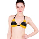 Bright Polka Wave Chevron Yellow Black Bikini Top View1