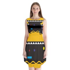 Bright Polka Wave Chevron Yellow Black Sleeveless Chiffon Dress   by Mariart