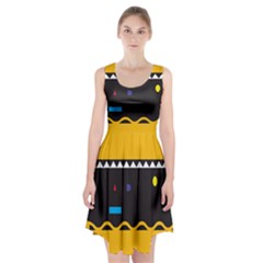 Bright Polka Wave Chevron Yellow Black Racerback Midi Dress by Mariart