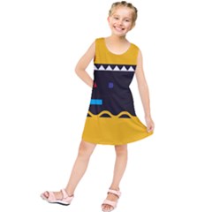 Bright Polka Wave Chevron Yellow Black Kids  Tunic Dress by Mariart