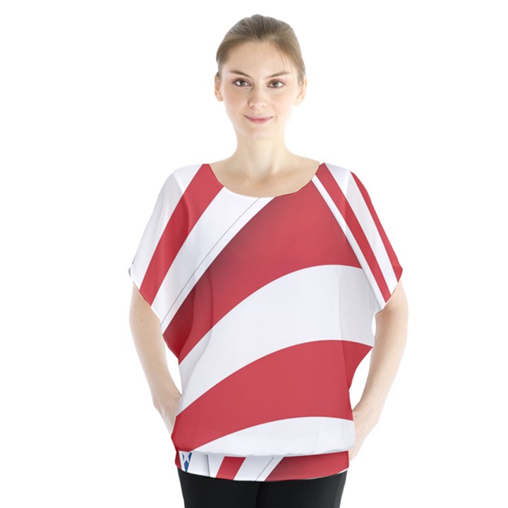 American Flag Star Blue Line Red White Blouse