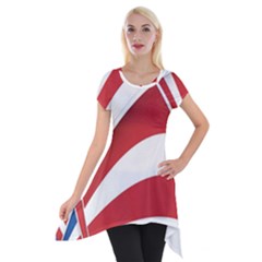 American Flag Star Blue Line Red White Short Sleeve Side Drop Tunic