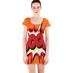 Boom Sale Orange Short Sleeve Bodycon Dress by Mariart