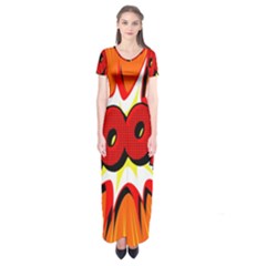 Boom Sale Orange Short Sleeve Maxi Dress by Mariart