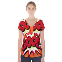 Boom Sale Orange Short Sleeve Front Detail Top by Mariart