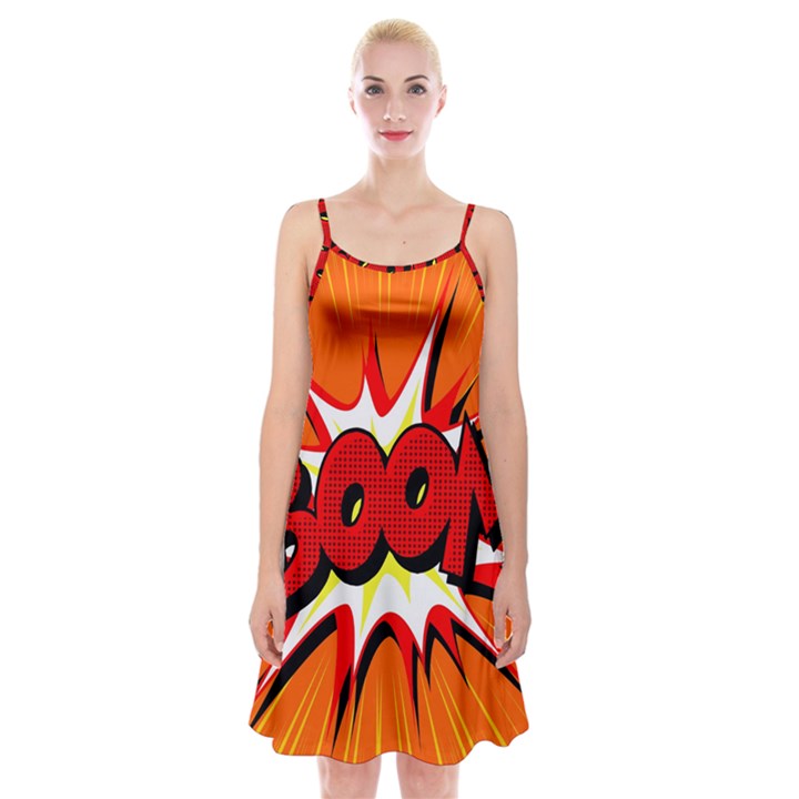 Boom Sale Orange Spaghetti Strap Velvet Dress