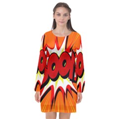 Boom Sale Orange Long Sleeve Chiffon Shift Dress  by Mariart