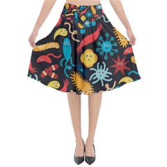 Worm Insect Bacteria Monster Flared Midi Skirt