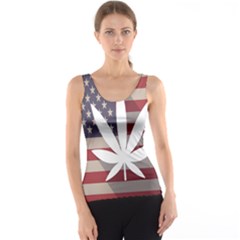 Flag American Star Blue Line White Red Marijuana Leaf Tank Top by Mariart