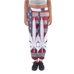 Flag American Star Blue Line White Red Marijuana Leaf Women s Jogger Sweatpants by Mariart