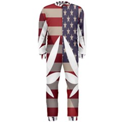 Flag American Star Blue Line White Red Marijuana Leaf Onepiece Jumpsuit (men)  by Mariart