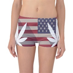 Flag American Star Blue Line White Red Marijuana Leaf Boyleg Bikini Bottoms by Mariart