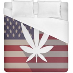 Flag American Star Blue Line White Red Marijuana Leaf Duvet Cover (king Size) by Mariart