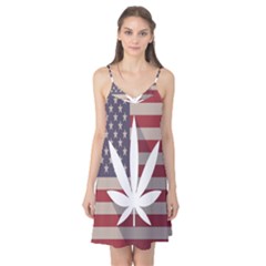 Flag American Star Blue Line White Red Marijuana Leaf Camis Nightgown by Mariart