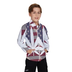 Flag American Star Blue Line White Red Marijuana Leaf Wind Breaker (kids) by Mariart