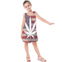 Flag American Star Blue Line White Red Marijuana Leaf Kids  Sleeveless Dress View1