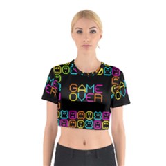 Game Face Mask Sign Cotton Crop Top by Mariart