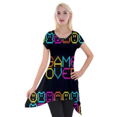 Game Face Mask Sign Short Sleeve Side Drop Tunic by Mariart