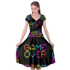 Game Face Mask Sign Cap Sleeve Wrap Front Dress by Mariart