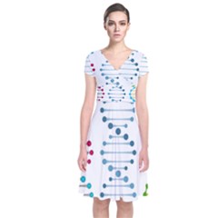 Genetic Dna Blood Flow Cells Short Sleeve Front Wrap Dress by Mariart