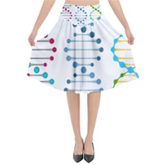 Genetic Dna Blood Flow Cells Flared Midi Skirt by Mariart