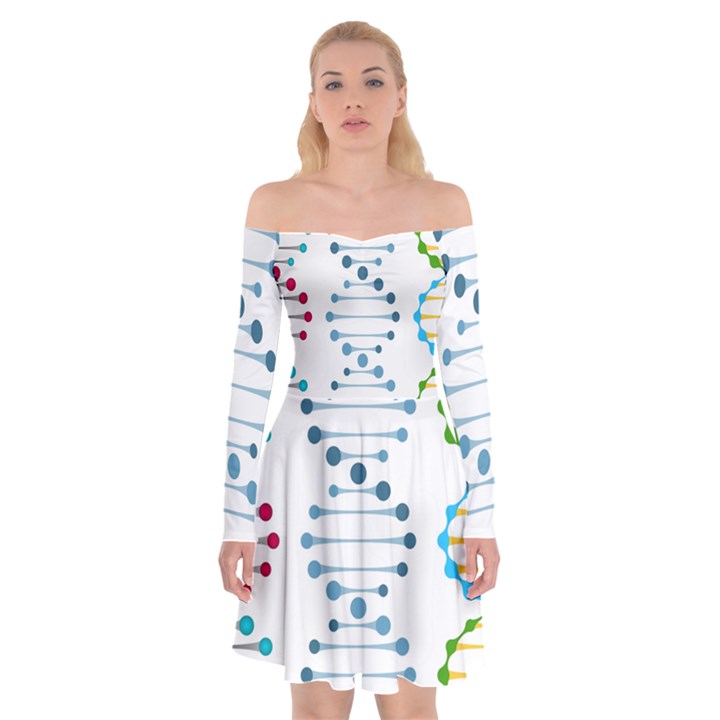 Genetic Dna Blood Flow Cells Off Shoulder Skater Dress