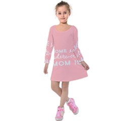 Home Love Mom Sexy Pink Kids  Long Sleeve Velvet Dress