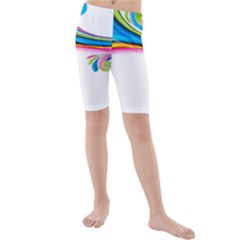 Colored Lines Rainbow Kids  Mid Length Swim Shorts