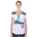 Colored Lines Rainbow Short Sleeve Front Detail Top View1