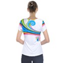 Colored Lines Rainbow Short Sleeve Front Detail Top View2