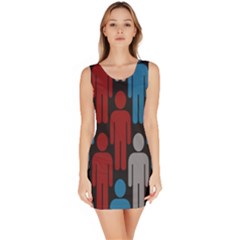 Human Man People Red Blue Grey Black Sleeveless Bodycon Dress by Mariart