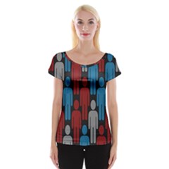 Human Man People Red Blue Grey Black Women s Cap Sleeve Top by Mariart