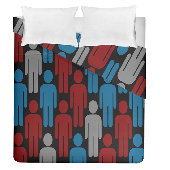 Human Man People Red Blue Grey Black Duvet Cover Double Side (Queen Size)