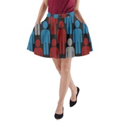 Human Man People Red Blue Grey Black A-line Pocket Skirt by Mariart