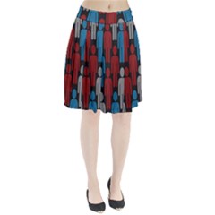 Human Man People Red Blue Grey Black Pleated Skirt by Mariart